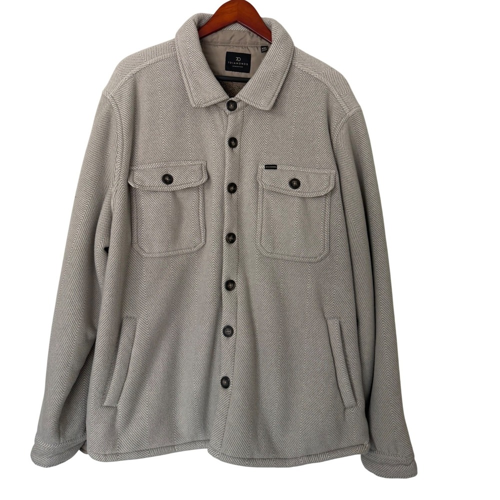 7 Diamonds Generation XXL Gray Herringbone Sherpa Lined Shirt Jacket Shacket